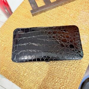 ME Makeover Essentials Black Croc-Embossed Wallet